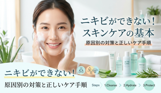スキンケアでニキビができないようにする基本。原因別の対策と正しいケア手順